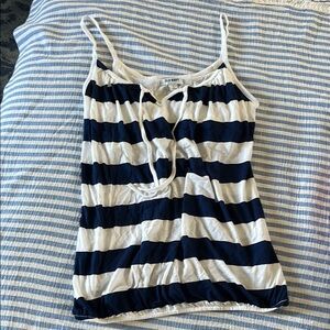 Old Navy Blue and White Ruched Tie Front Camisole